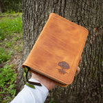 Load image into Gallery viewer, NKJV Compact Center-Column Reference Bible rebound in Rustic Mojave Cowhide
