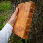Load image into Gallery viewer, NKJV Compact Center-Column Reference Bible rebound in Rustic Mojave Cowhide
