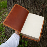 Load image into Gallery viewer, NKJV Compact Center-Column Reference Bible rebound in Rustic Mojave Cowhide
